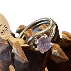 Amethyst Round Costume Ring Polished Silver Finish NWT Sz 7